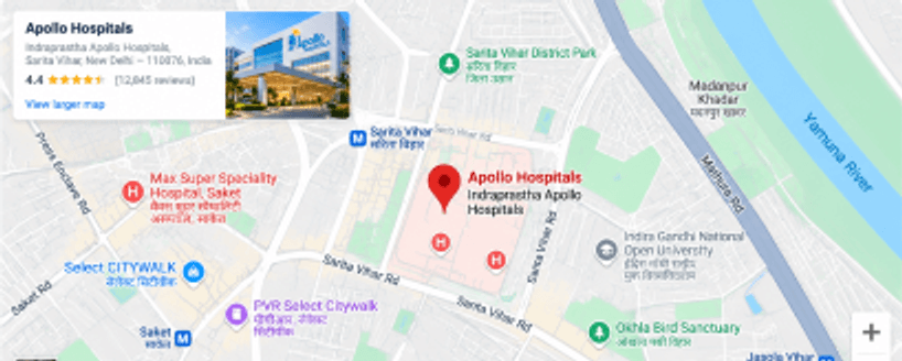 Location of Apollo Hospitals