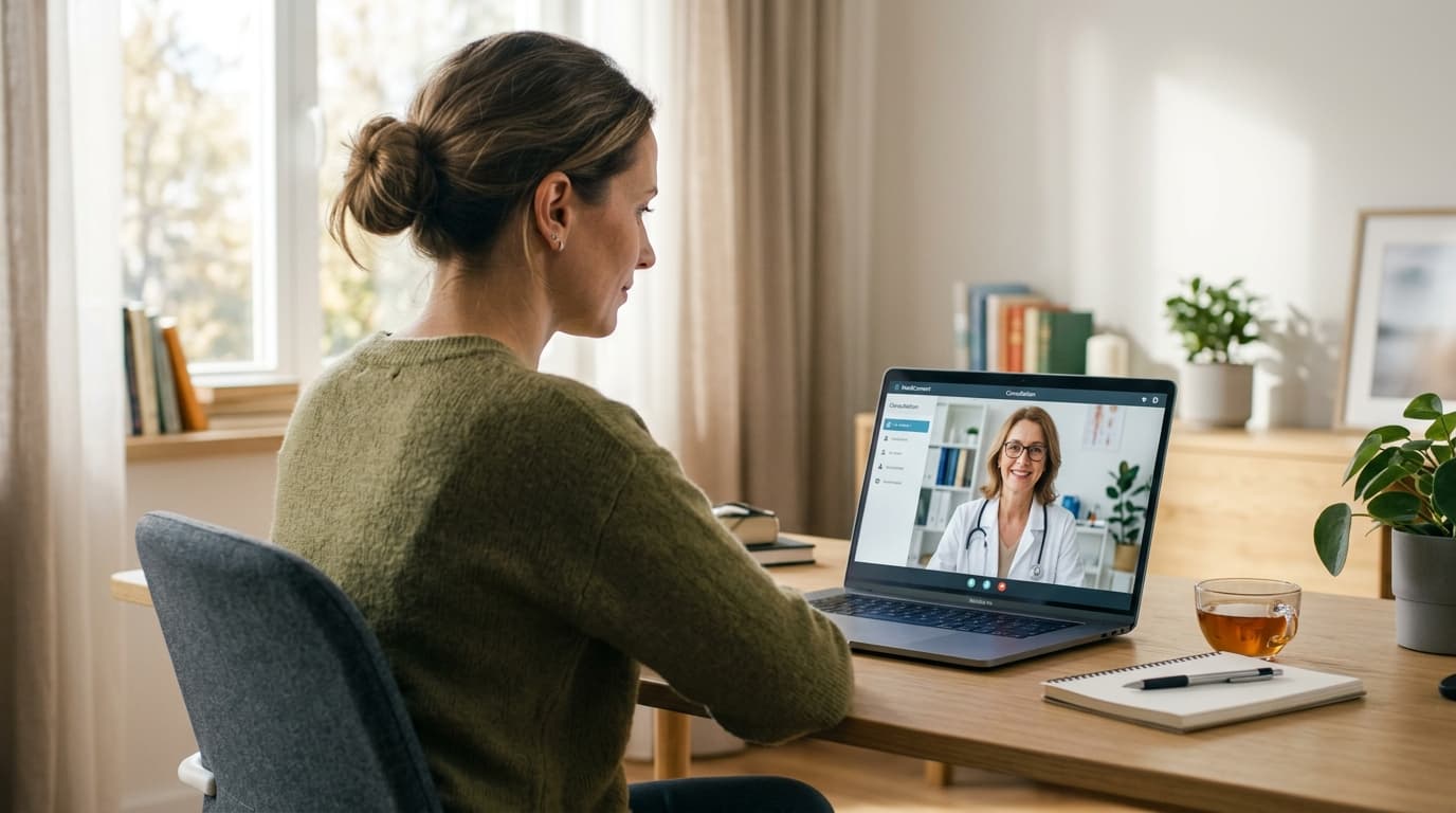 Patient consulting doctor on video call